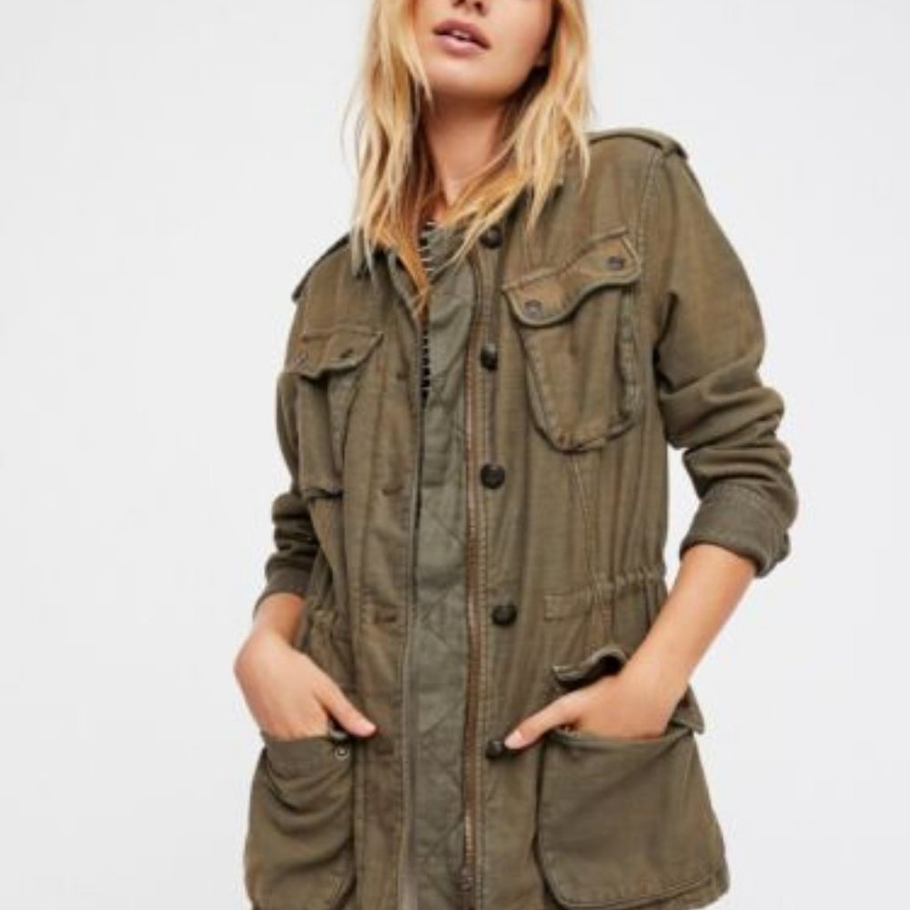 Free People Not Your Brother's Surplus Jacket in Olive Green XS